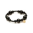 Ombre Bracelet - Black/Gold Beaded with 14k Gold Plated Stainless Steel S Charm