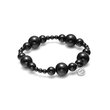 Ombre Bracelet - Black/Silve Beaded with Stainless Steel S Charm