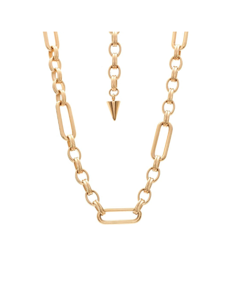 Luxe Necklace Gold - Fob Chain Link in Gold 14k Plated Stainless Steel