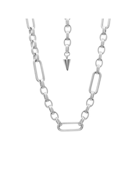 Luxe Necklace Silver - Fob Chain Link in Silver Stainless Steel