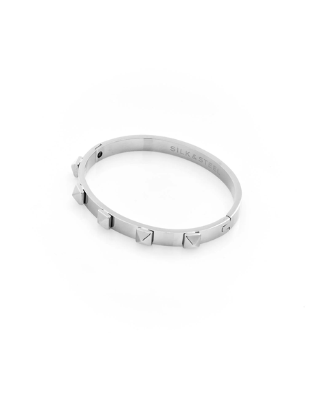 Rock Glam Bangle - Silver 5 x Dome Spike