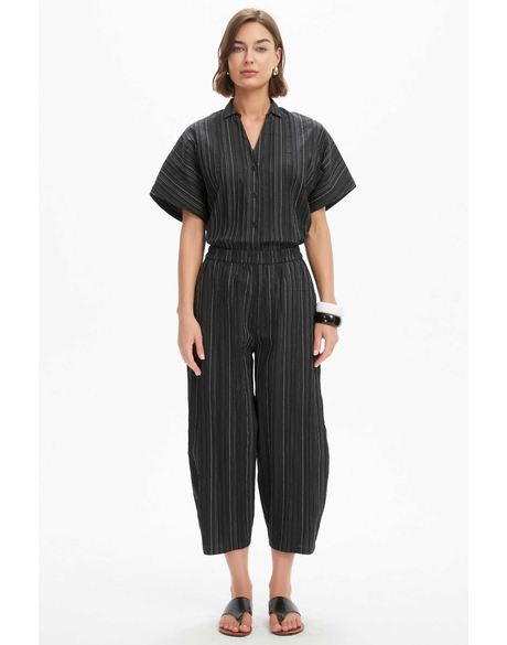 Textured Pinstripe Barrel Pant