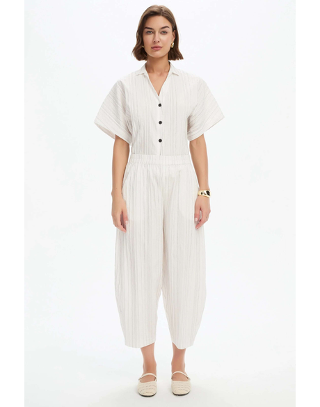 Textured Pinstripe Barrel Pant