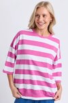 Mazie Block Stripe Sweat (Magenta)