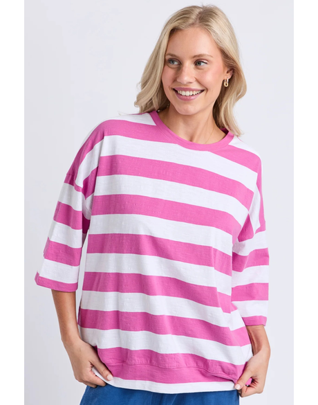 Mazie Block Stripe Sweat (Magenta)