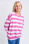 Mazie Block Stripe Sweat (Magenta)