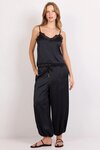 Fluidity Black Satin Balloon Pull On Pants