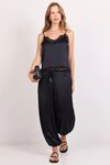 Fluidity Black Satin Balloon Pull On Pants