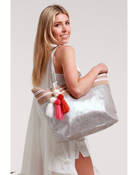 Isabella Beach Tote Bag (Silver)