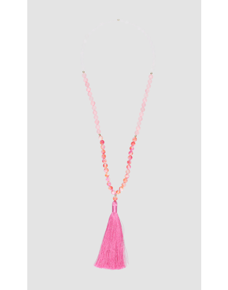 Tassle Necklace Clear/Marble/Pink