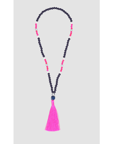 Tassle Necklace Wood/Pink