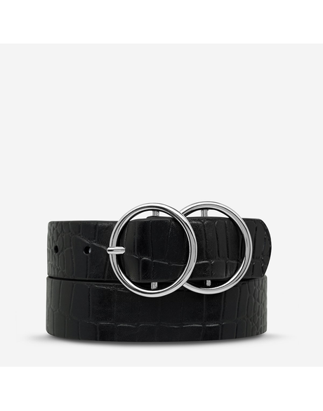 Mislaid Belt SM (Black Croc/Silver)