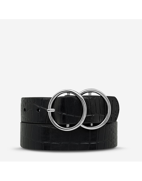 Mislaid Belt SM (Black Croc/Silver)