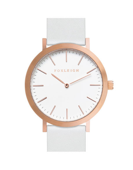 Rose Gold & White Leather Timepiece
