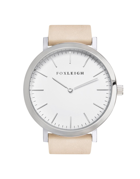 Silver & Creme Leather Timepiece