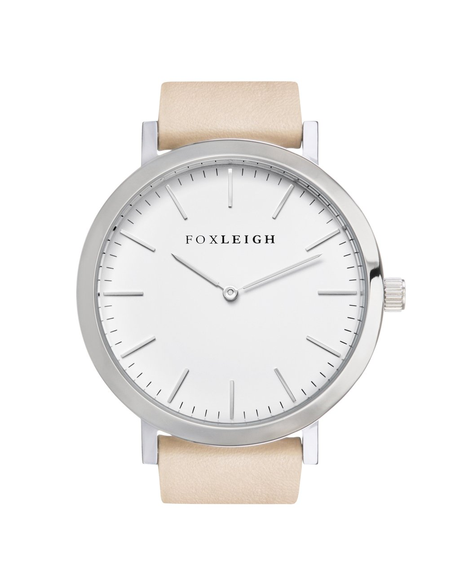 Silver & Creme Leather Timepiece