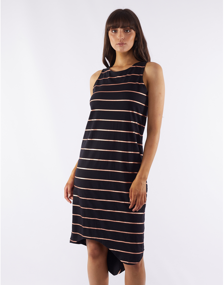 Daria Copper Stripe Maxi Dress (Black/Copper)
