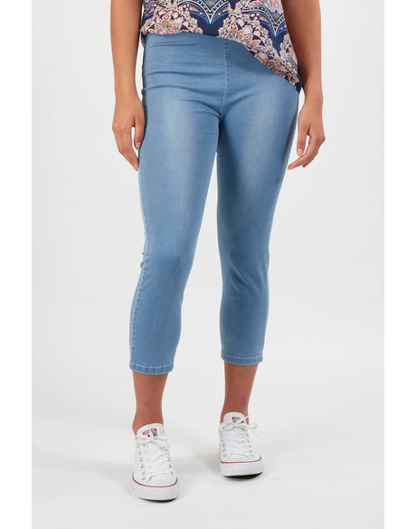 Skinny Leg 7/8 Lightweight Denim Pull On (Ice)