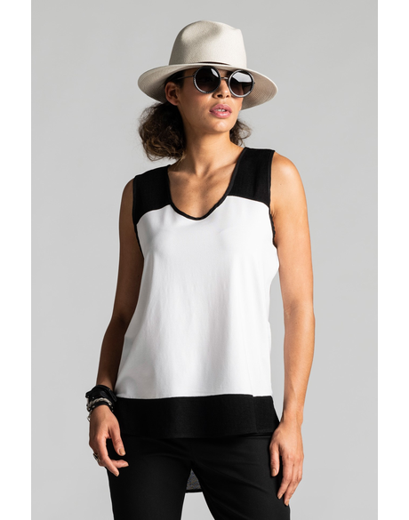 Mesh Yoke Singlet (White/Black)