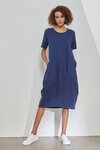 Short Sleeve Diagonal Dress (Navy)