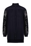 Lace Sleeve Peasant Shirt (Navy)