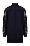 Lace Sleeve Peasant Shirt (Navy)