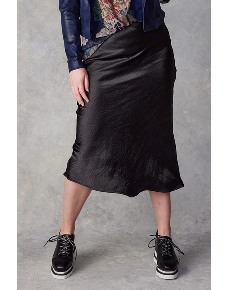 Cleo Bias Cut Skirt (Black)
