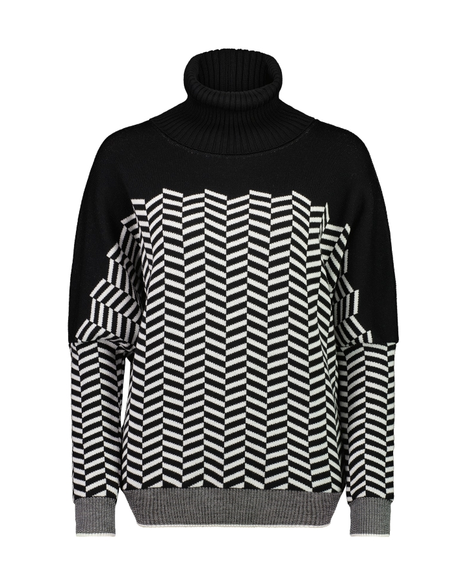 Chevron Jaquard Cowl Sweater (Black/White)