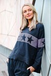 Dahlia Banded Stripe Sweater (Ink/Dahlia)