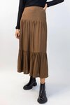 Stella Deep Basque Tiered Midi Skirt (pecan)