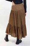 Stella Deep Basque Tiered Midi Skirt (pecan)
