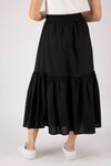 Hope Tiered Linen Midi Skirt (Black)