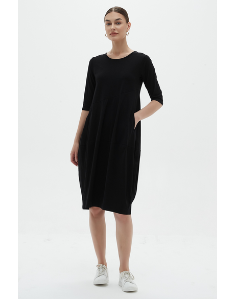 Diagonal Seam Dress (Black)