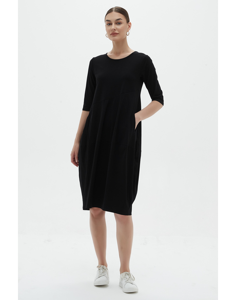 Diagonal Seam Dress (Black)