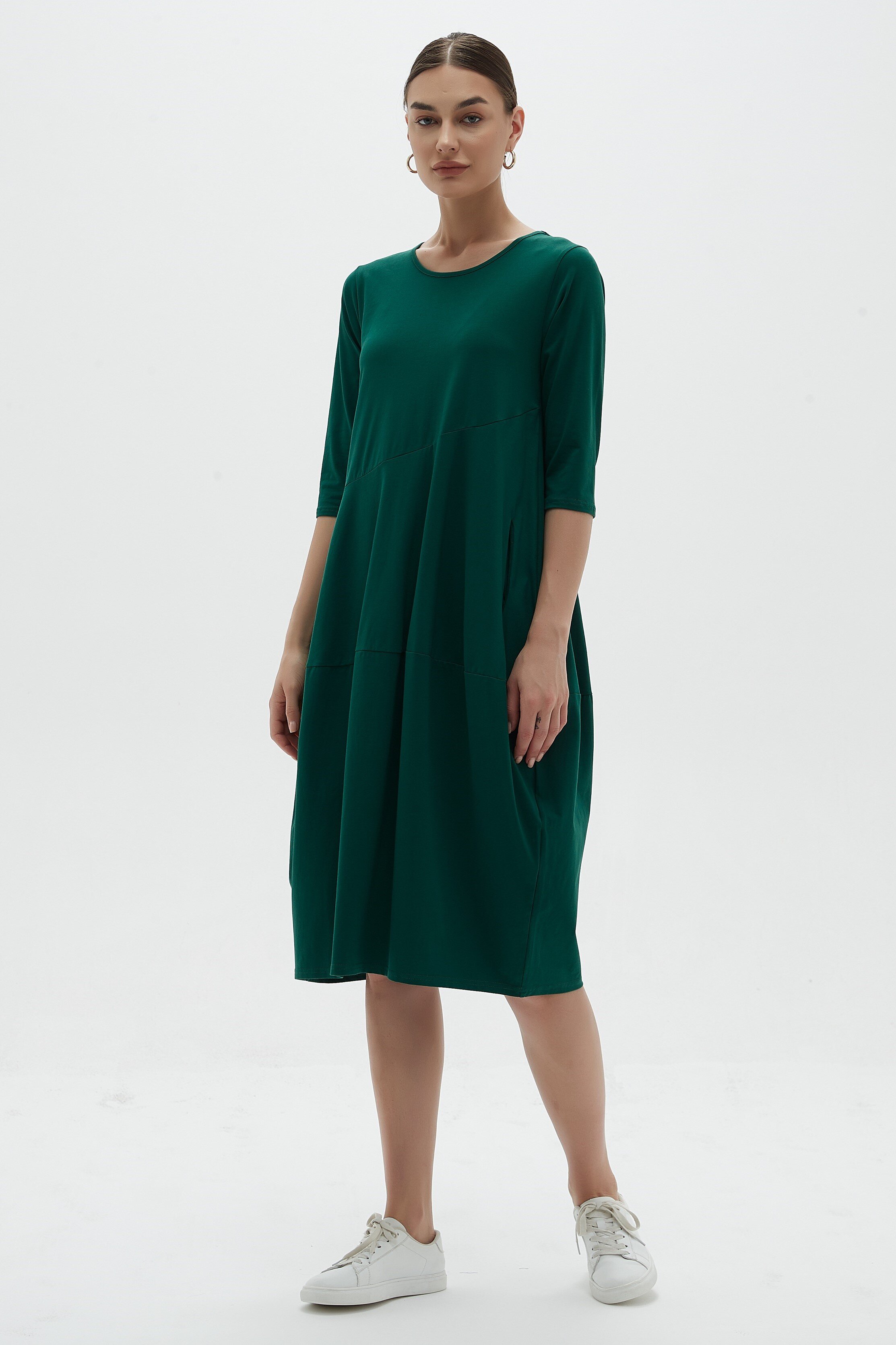 Short Sleeve Diagonal Dress (Pine Green) - Dresses : Just Looking - Tirelli  Core