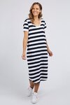 Maeve Midi Stripe Dress (Navy/White Stripe)