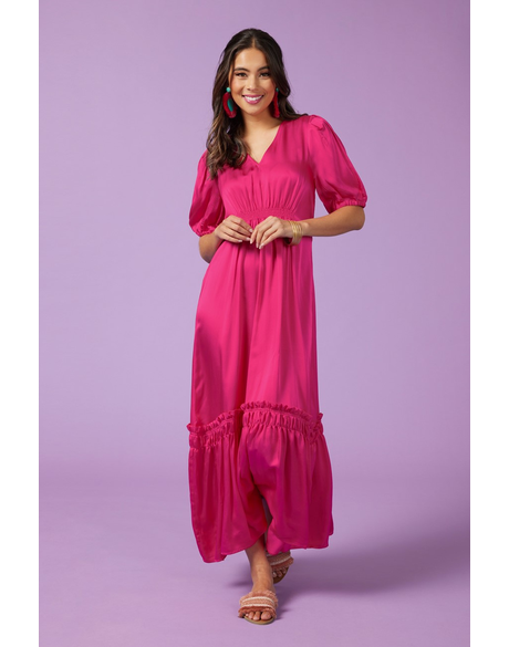 Andorra Midi Dress (Magenta)