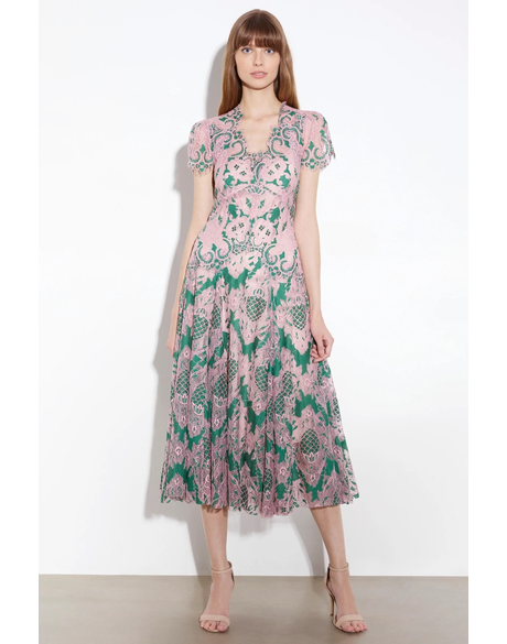 Sienna Cap Sleeve (Pink/Emerald)