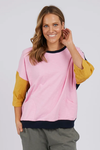 Mazie Colour Block Sweat (Sherbet Pink/Mustard/Navy)