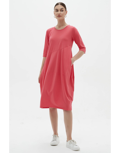 Diagonal Seam Dress (Candy Pink)