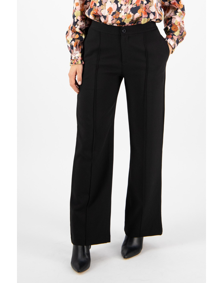 Wide Leg Dress Pant w Elastic Back Waistband (Black)