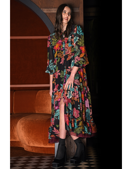 Mixing All The Boxes Dress (Black Floral)