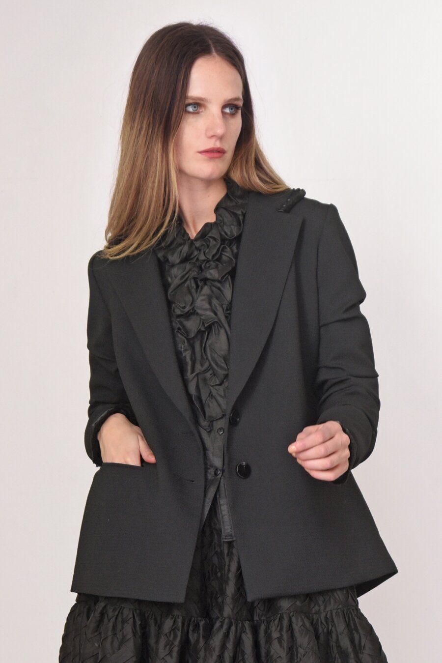 Rouche Hour Jacket (Black) Jackets / Coats Just Looking Trelise