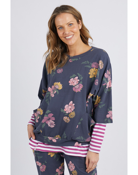 Sweet Pea Sweat (Navy Sweet Pea Floral)