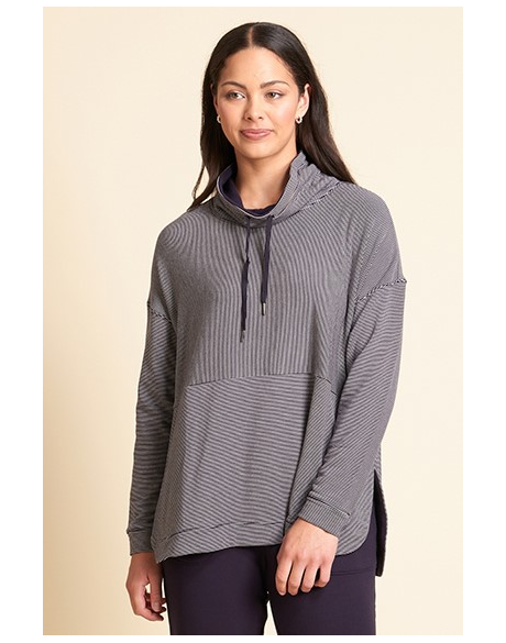 Sweater, Cowl Neck (Mini Stripe)