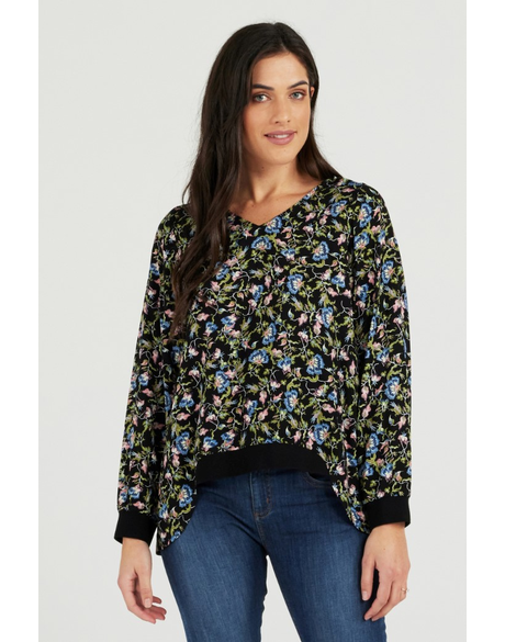 Savian Top - Black Floral