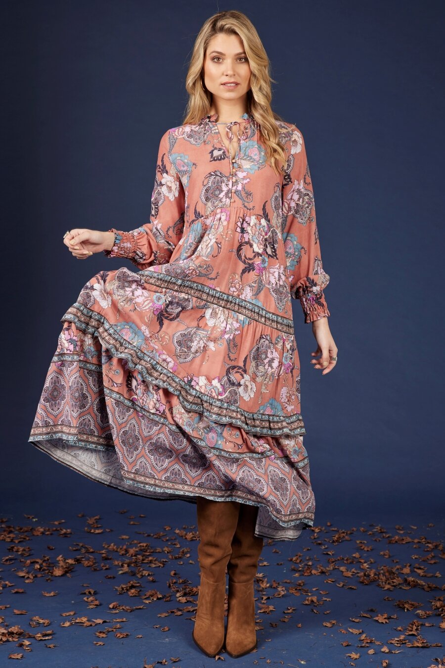 Aphrodite Midi Dress (Clay Multi) - Labels-Loobies Story : Just Looking ...