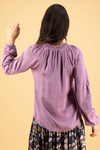 V Neck Top w Front Frill & Neck Ties (Grape)