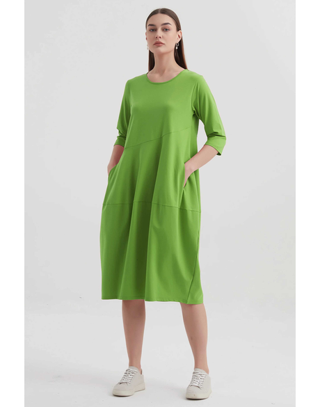 Diagonal Seam Dress (Grass Green)