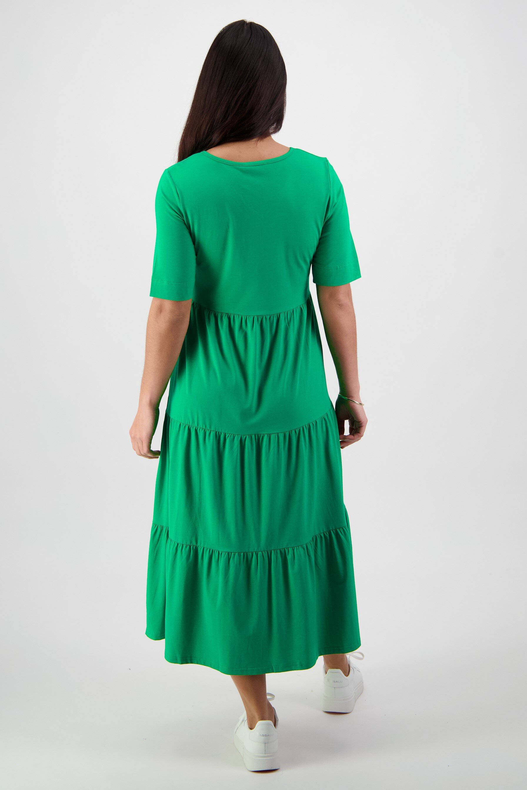 green emerald velvet dress Kelly Green Smocked Tiered Strapless Maxi Dress main image 0
